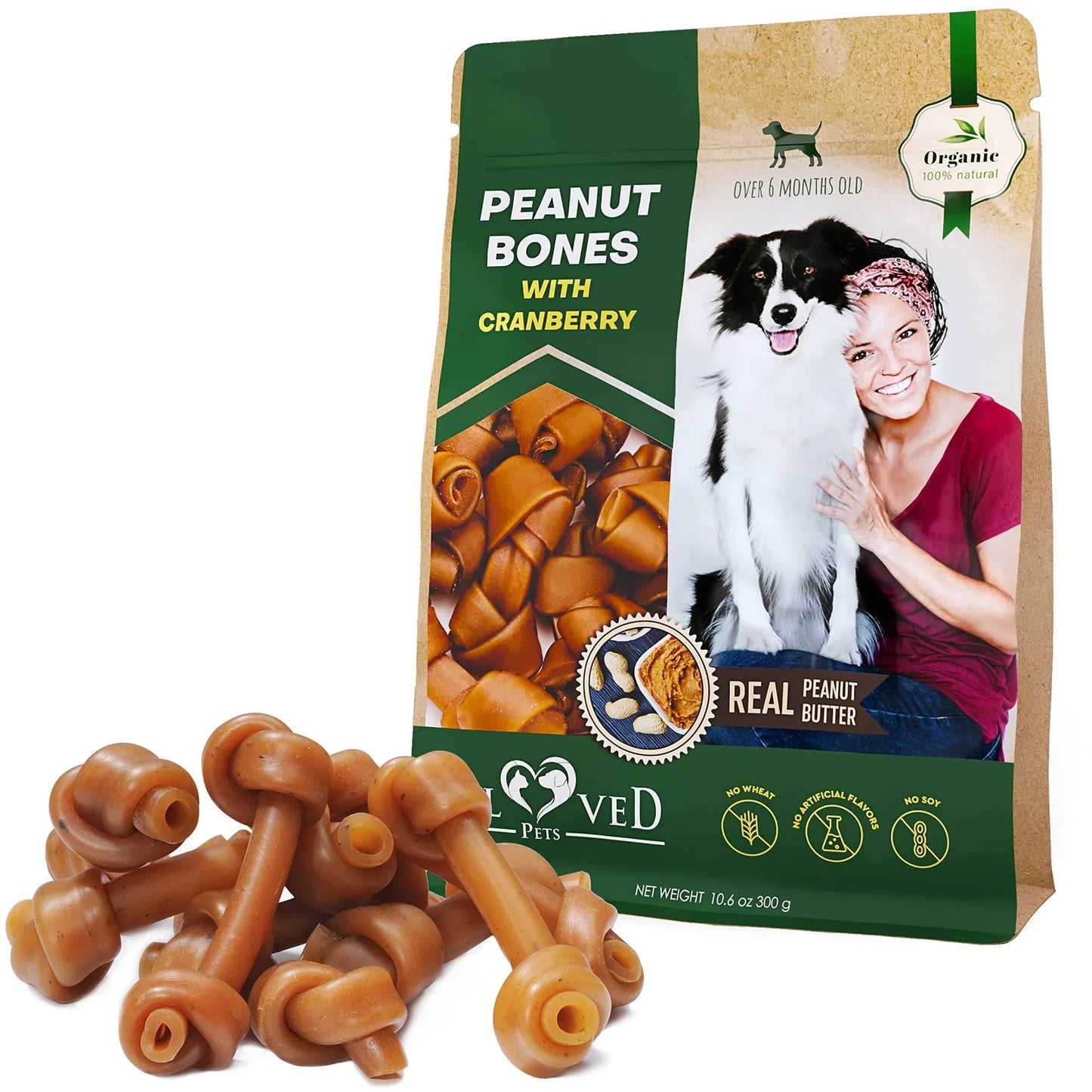 Peanut Butter Cranberry Dog Chews